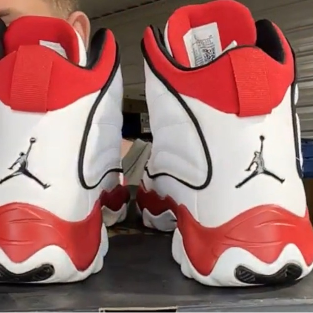 Nike Red and White Sneakers High-Top Design